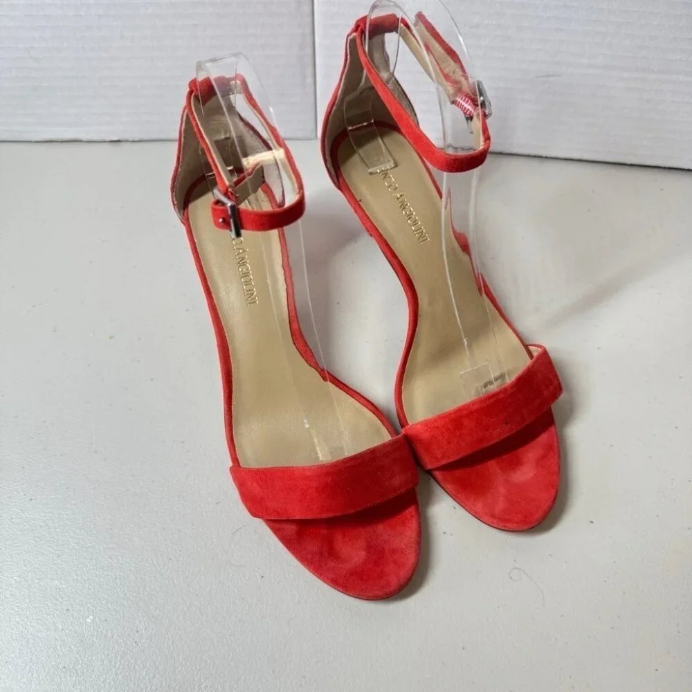 Enzo Angiolini Women’s Red Ankle Strap Open Toe Heels Size 7 1/2B Formal Party
